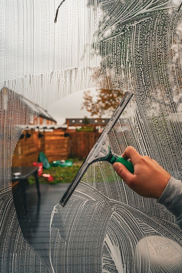Professional high-rise window cleaner